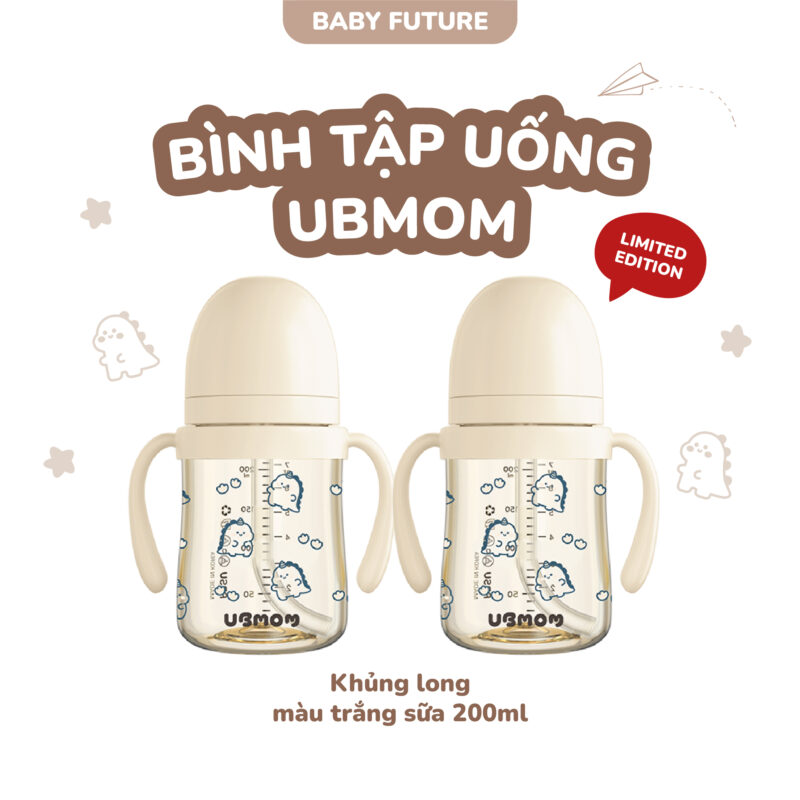 Bình tập uống UBMOM PPSU 200ml – An toàn, chống tràn, dễ tập uống